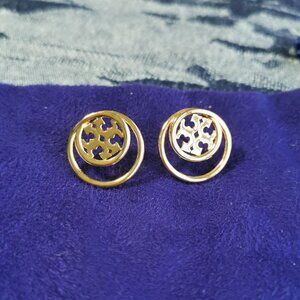 Tory Burch Gold Double Ring Stud Earrings - Miller